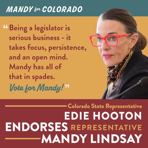 Colorado State Representative Edie Hooton Endorses Representative Mandy Lindsay