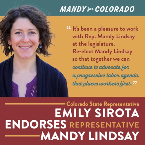 Colorado State Representative Emily Sirota Endorses Representative Mandy Lindsay