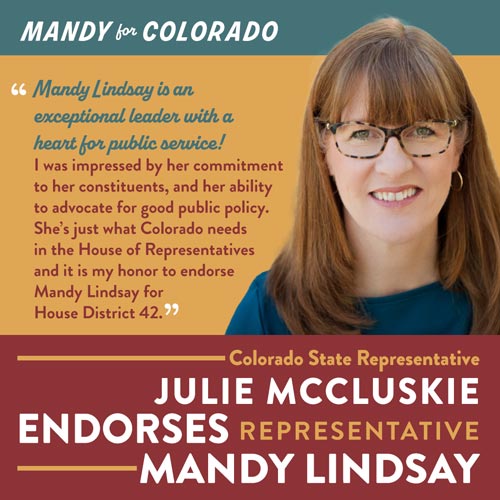 Colorado State Representative Julie McCluskie Endorses Representative Mandy Lindsay