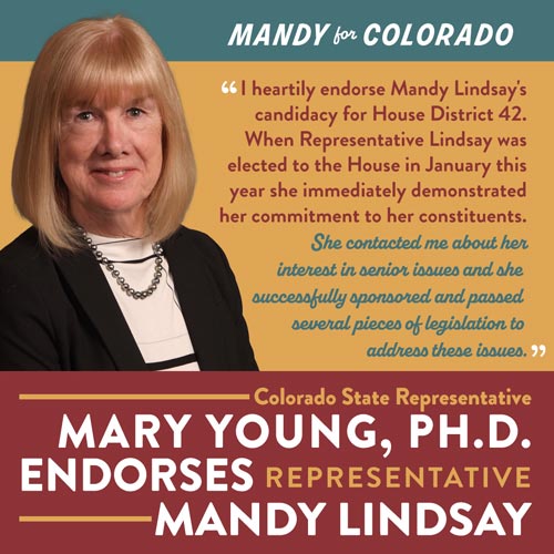 Colorado State Representative Mary Young PHD Endorses Representative Mandy Lindsay