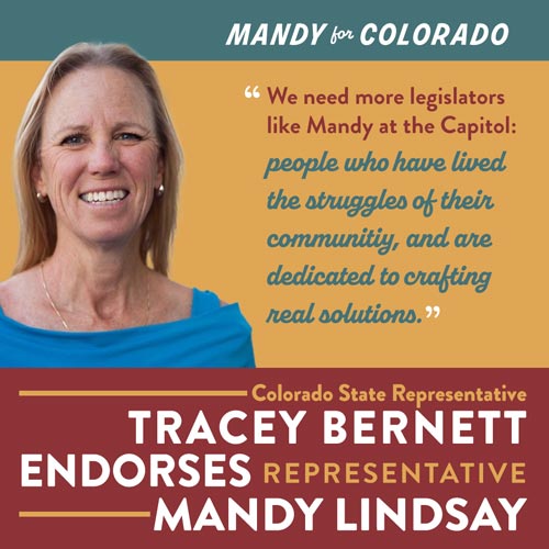 Colorado State Representative Tracey Bernett Endorses Representative Mandy Lindsay